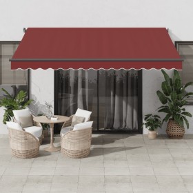 Toldo retráctil automático con luces LED burdeos 400x300 cm de , Toldos - Ref: Foro24-3310189, Precio: 601,10 €, Descuento: %