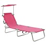 Folding sun lounger with magenta pink steel canopy by vidaXL, Loungers - Ref: Foro24-310327, Price: 65,74 €, Discount: %