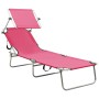 Folding sun lounger with magenta pink steel canopy by vidaXL, Loungers - Ref: Foro24-310327, Price: 65,74 €, Discount: %