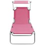 Folding sun lounger with magenta pink steel canopy by vidaXL, Loungers - Ref: Foro24-310327, Price: 65,74 €, Discount: %