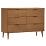 Mesita de noche MOLDE madera maciza de pino marrón 113x40x80 cm de , Cajoneras - Ref: Foro24-4013410, Precio: 226,58 €, Descu...