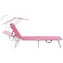 Folding sun lounger with magenta pink steel canopy by vidaXL, Loungers - Ref: Foro24-310327, Price: 65,74 €, Discount: %