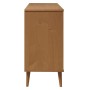 Bedside table MOLDE made of solid pine wood in brown color, measuring 113x40x80 cm. by , Drawers - Ref: Foro24-4013410, Price...