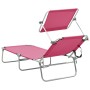 Folding sun lounger with magenta pink steel canopy by vidaXL, Loungers - Ref: Foro24-310327, Price: 65,74 €, Discount: %