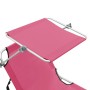 Tumbona plegable con toldo de acero rosa magenta de vidaXL, Tumbonas - Ref: Foro24-310327, Precio: 65,74 €, Descuento: %