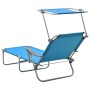 Tumbona con toldo de acero acero azul de vidaXL, Tumbonas - Ref: Foro24-310336, Precio: 73,40 €, Descuento: %