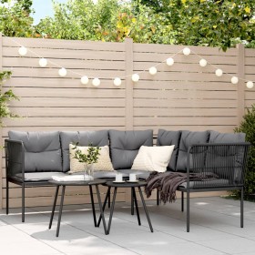 Gartensofa mit schwarzen Kissen aus Stahl und Textilene von , Gartensets - Ref: Foro24-3283740, Preis: 350,99 €, Rabatt: %