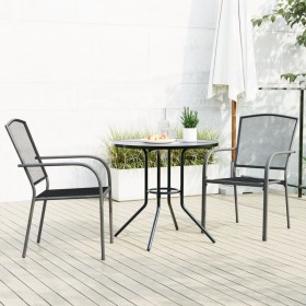 Stackable garden chairs, set of 3, made of steel with a gray powder coating. by , Garden sets - Ref: Foro24-3283756, Price: 2...