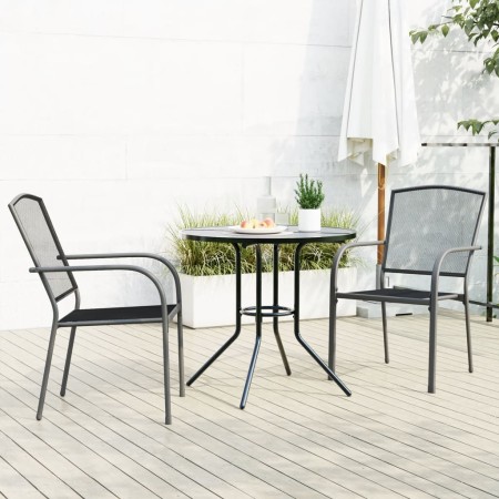 Stackable garden chairs, set of 3, made of steel with a gray powder coating. by , Garden sets - Ref: Foro24-3283756, Price: 1...