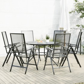 Set of 7 anthracite steel reclining garden chairs. by , Garden sets - Ref: Foro24-3283763, Price: 434,46 €, Discount: %