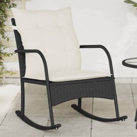 Garden rocking chair with black synthetic rattan cushions by , Garden chairs - Ref: Foro24-369018, Price: 103,26 €, Discount: %