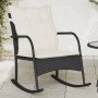 Silla mecedora de jardín con cojines ratán sintético negro de , Sillas de jardín - Ref: Foro24-369018, Precio: 102,99 €, Desc...