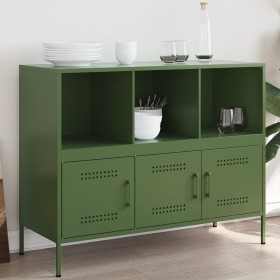 Cold-rolled steel sideboard in olive green 100.5x39x79 cm by , Sideboards - Ref: Foro24-843094, Price: 164,87 €, Discount: %