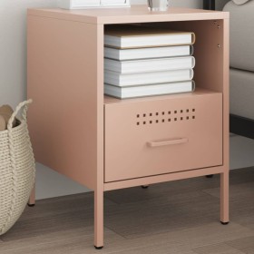 Mesita de noche de acero laminado en frío rosa 36x39x50,5 cm de , Mesitas de noche - Ref: Foro24-843056, Precio: 104,99 €, De...