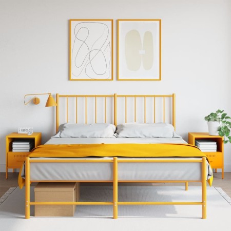 Bedside tables 2 units, yellow laminated steel, 36x39x50.5 cm by , Nightstands - Ref: Foro24-843061, Price: 141,00 €, Discoun...