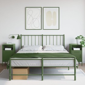 Bedside tables 2 units, olive green laminated steel, 36x39x68 cm by , Nightstands - Ref: Foro24-843075, Price: 145,68 €, Disc...