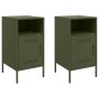 Bedside tables 2 units, olive green laminated steel, 36x39x68 cm by , Nightstands - Ref: Foro24-843075, Price: 192,99 €, Disc...