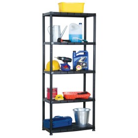 5-level black plastic storage shelf 71x38x170 cm by vidaXL, Industrial shelving - Ref: Foro24-147684, Price: 58,99 €, Discoun...