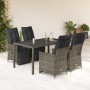 Garden table and 5-piece chair set with gray synthetic rattan cushions. by , Garden sets - Ref: Foro24-3276895, Price: 666,94...