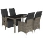 Garden table and 5-piece chair set with gray synthetic rattan cushions. by , Garden sets - Ref: Foro24-3276895, Price: 666,94...