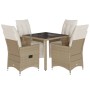 Garden table and 5-piece chair set with beige synthetic rattan cushions. by , Garden sets - Ref: Foro24-3276938, Price: 578,3...