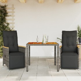 Gartentisch und Stühle 3-teilig und Kissen aus grauem Kunststoff-Rattan. von , Gartensets - Ref: Foro24-3276967, Preis: 305,2...