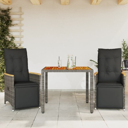 Garden table and 3-piece chair set with gray synthetic rattan cushions. by , Garden sets - Ref: Foro24-3276967, Price: 311,78...