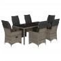 Garden table and 7-piece chairs set with gray synthetic rattan cushions. by , Garden sets - Ref: Foro24-3276897, Price: 954,0...