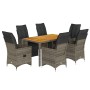 Garden table and 7-piece chairs set with gray synthetic rattan cushions. by , Garden sets - Ref: Foro24-3276888, Price: 923,6...