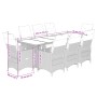 Garden table and 9-piece chairs set with gray synthetic rattan cushions. by , Garden sets - Ref: Foro24-3277259, Price: 1,00 ...