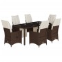 Set de mesa y sillas jardín 7 pzas con cojines ratán PE marrón de , Conjuntos de jardín - Ref: Foro24-3276919, Precio: 846,66...