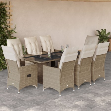 Garden table and chairs set, 5 pieces, with beige PE rattan cushions. by , Garden sets - Ref: Foro24-3276944, Price: 1,00 €, ...