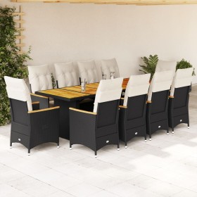 Garden table and chairs set 11 pieces with black PE rattan cushions by , Garden sets - Ref: Foro24-3277250, Price: 1,00 €, Di...