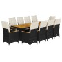 Garden table and chairs set 11 pieces with black PE rattan cushions by , Garden sets - Ref: Foro24-3277250, Price: 1,00 €, Di...