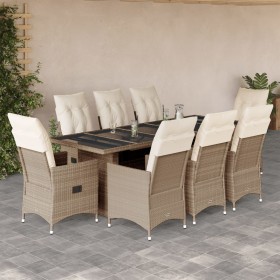 Garden table and chairs set, 5 pieces, with beige PE rattan cushions. by , Garden sets - Ref: Foro24-3277246, Price: 1,00 €, ...