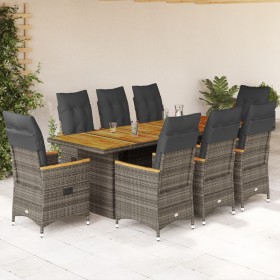 Garden table and 9-piece chairs set with gray synthetic rattan cushions. by , Garden sets - Ref: Foro24-3277252, Price: 1,00 ...