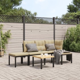 Garden bench cushions 4 pieces steel powder-coated black by , Garden sets - Ref: Foro24-3283639, Price: 283,13 €, Discount: %