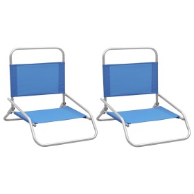 Folding beach chairs 2 units blue fabric by vidaXL, Garden chairs - Ref: Foro24-310365, Price: 69,99 €, Discount: %