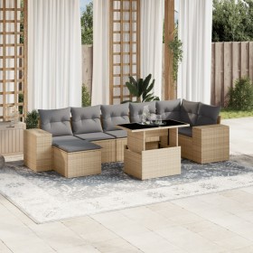 Gartensofa-Set und Kissen, 8-teilig, aus synthetischem Rattan in Beige. von , Gartensets - Ref: Foro24-3269319, Preis: 623,74...