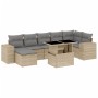 Gartensofa-Set und Kissen, 8-teilig, aus synthetischem Rattan in Beige. von , Gartensets - Ref: Foro24-3269319, Preis: 597,96...