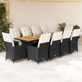 Garden table and chairs set with 11-piece black PE rattan cushions. by , Garden sets - Ref: Foro24-3277233, Price: 1,00 €, Di...