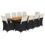 Garden table and chairs set with 11-piece black PE rattan cushions. by , Garden sets - Ref: Foro24-3277233, Price: 1,00 €, Di...