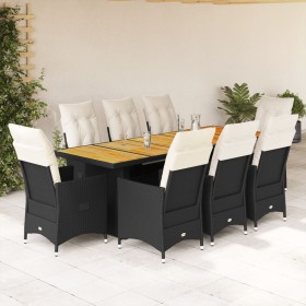 Garden table and chairs set 9 pieces with black PE rattan cushions by , Garden sets - Ref: Foro24-3277231, Price: 1,00 €, Dis...