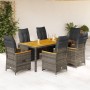 Gartentisch und Stühle 7-teilig und Kissen aus grauem Kunststoff-Rattan von , Gartensets - Ref: Foro24-3276971, Preis: 854,77...