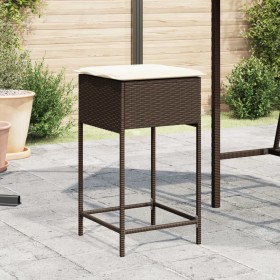 Küchenhocker mit Kissen, 2 Stück, aus braunem synthetischem Rattan. von , Gartenstühle - Ref: Foro24-368318, Preis: 108,19 €,...