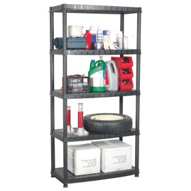 Storage shelf 5 levels black plastic 85x40x185 cm by vidaXL, Industrial shelving - Ref: Foro24-147685, Price: 83,68 €, Discou...