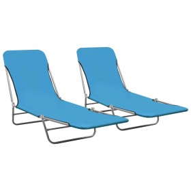 Folding sun loungers 2 units steel and blue fabric by vidaXL, Loungers - Ref: Foro24-310344, Price: 85,15 €, Discount: %