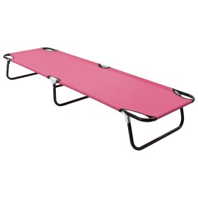 Tumbona plegable de acero rosa de vidaXL, Tumbonas - Ref: Foro24-310349, Precio: 64,99 €, Descuento: %