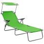 Tumbona con toldo de acero verde de vidaXL, Tumbonas - Ref: Foro24-310335, Precio: 73,40 €, Descuento: %