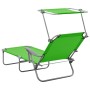 Tumbona con toldo de acero verde de vidaXL, Tumbonas - Ref: Foro24-310335, Precio: 73,40 €, Descuento: %